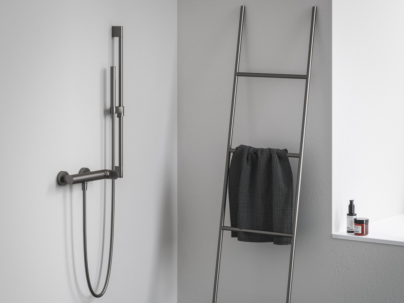 Ravak Eleganta bateria prysznicowa ścienna grafit szczotkowany X070331