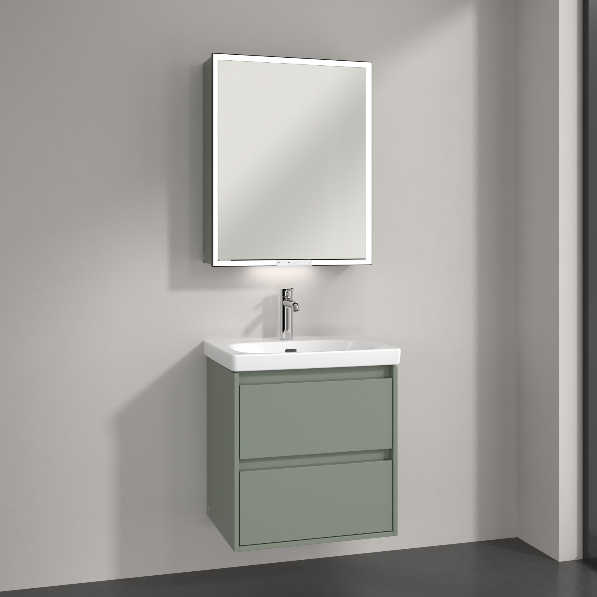 Villeroy & Boch My View+ szafka 60x16,8x75 cm z lustrem prawa Soft Green B4816RAF
