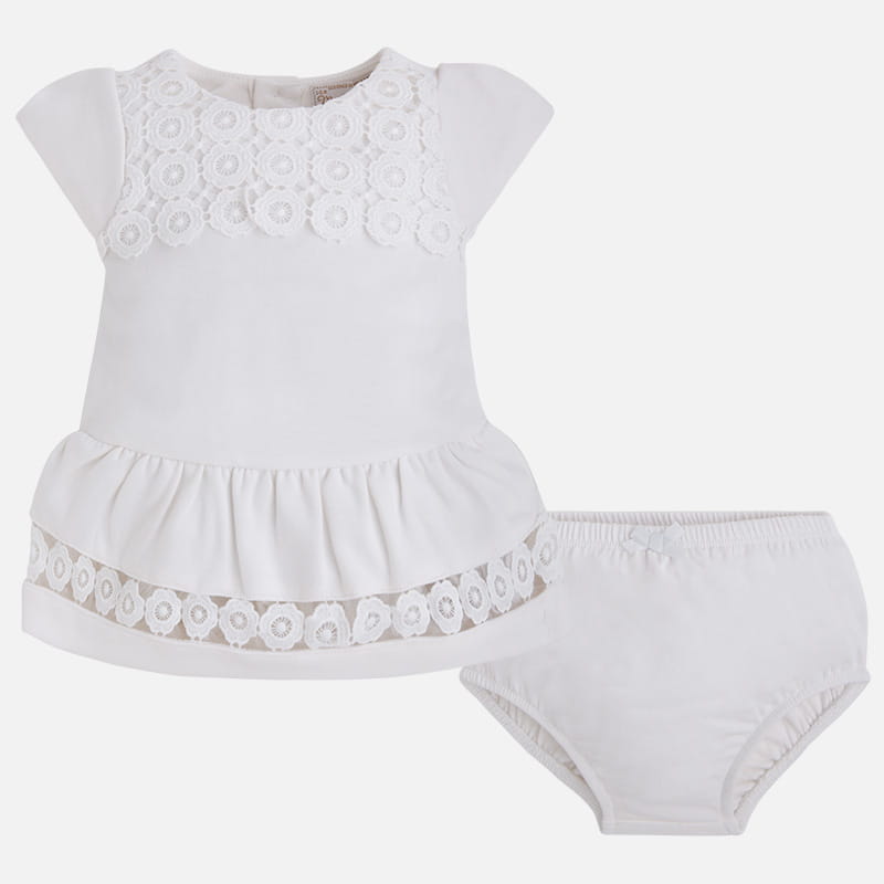 MAYORAL 1825 Sukienka ecru haftowana do chrztu