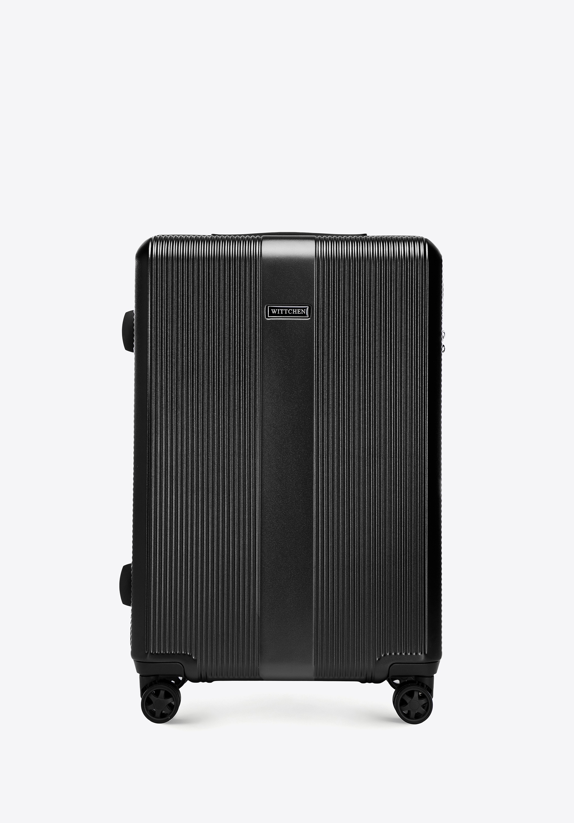 Dodatkowe rabaty - Średnia walizka z polikarbonu w tłoczenia czarna