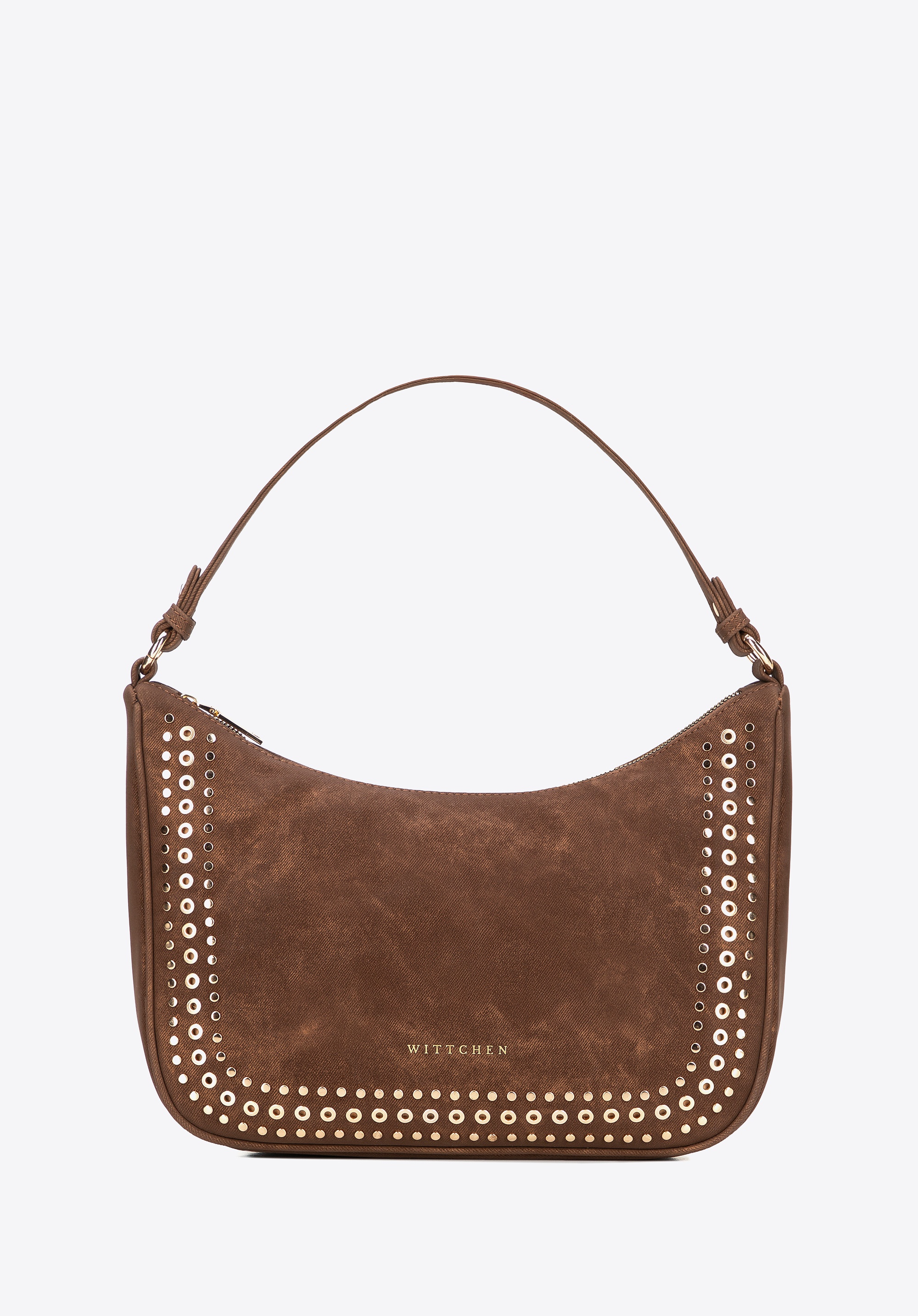 Dodatkowe rabaty - Damska torebka na ramię z ozdobnymi dżetami brązowa