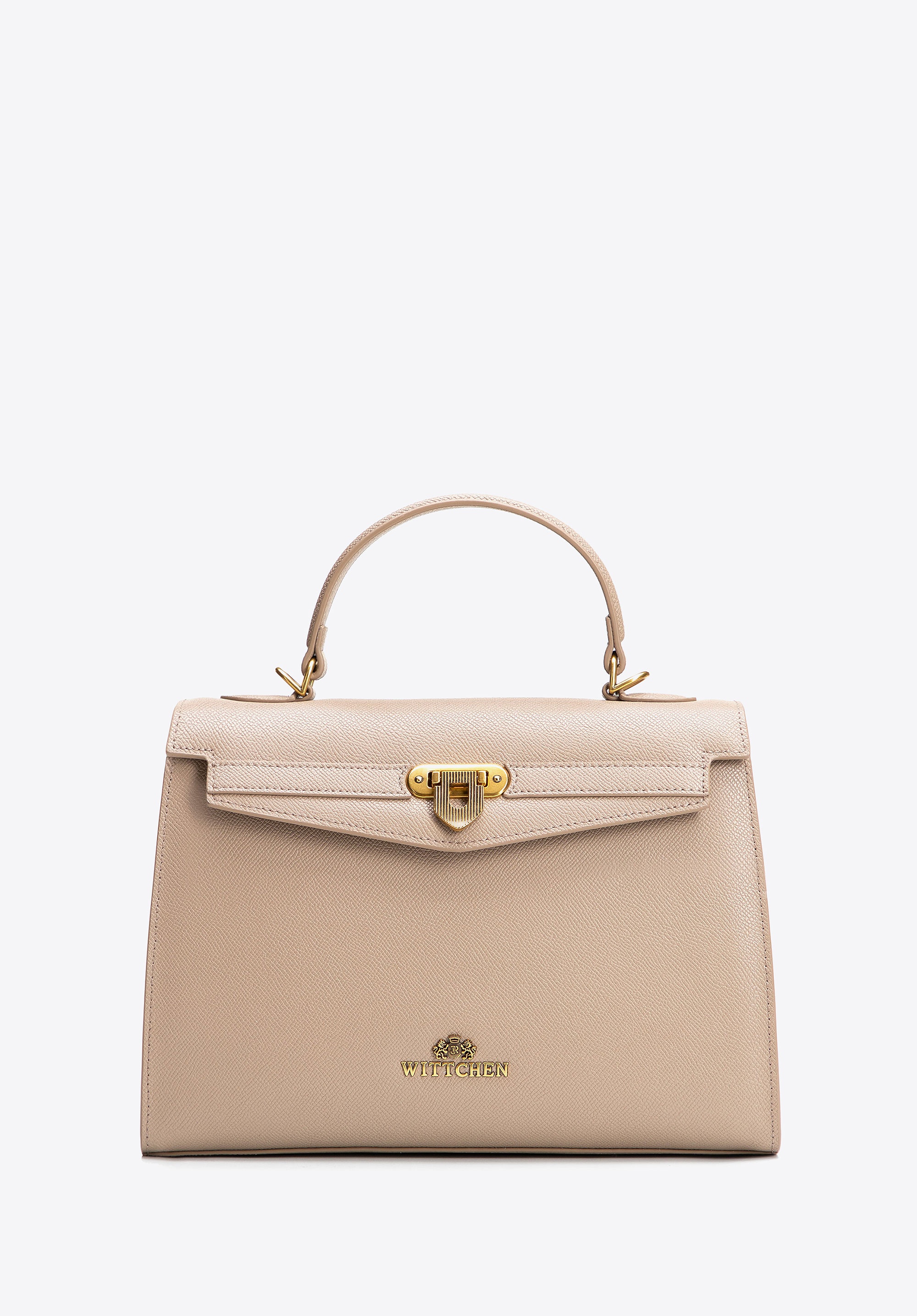 Dodatkowe rabaty - Kuferek ze skóry naturalnej z dekoracyjnym zapięciem beżowy