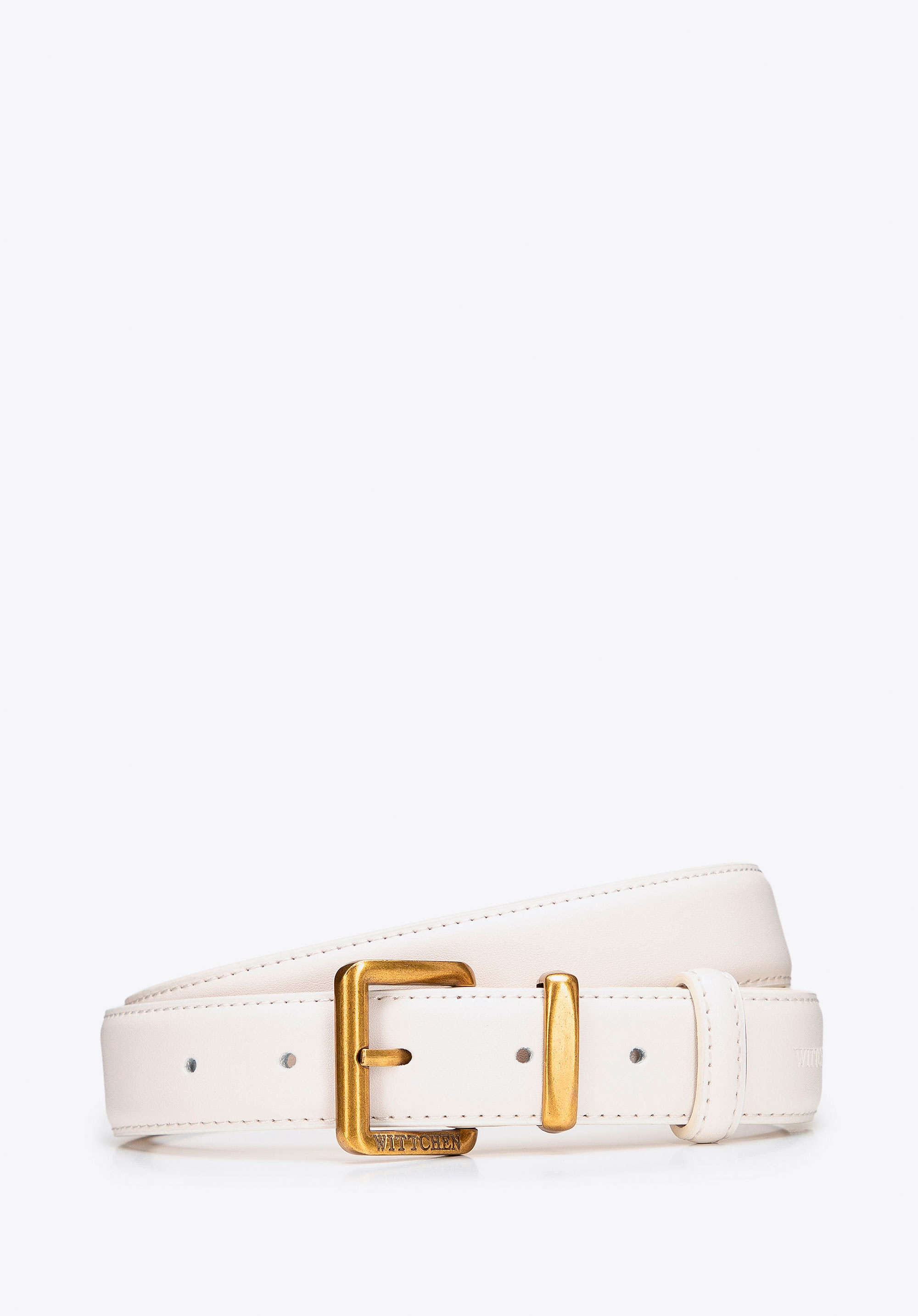 Dodatkowe rabaty - Klasyczny damski pasek ze skóry naturalnej kremowy