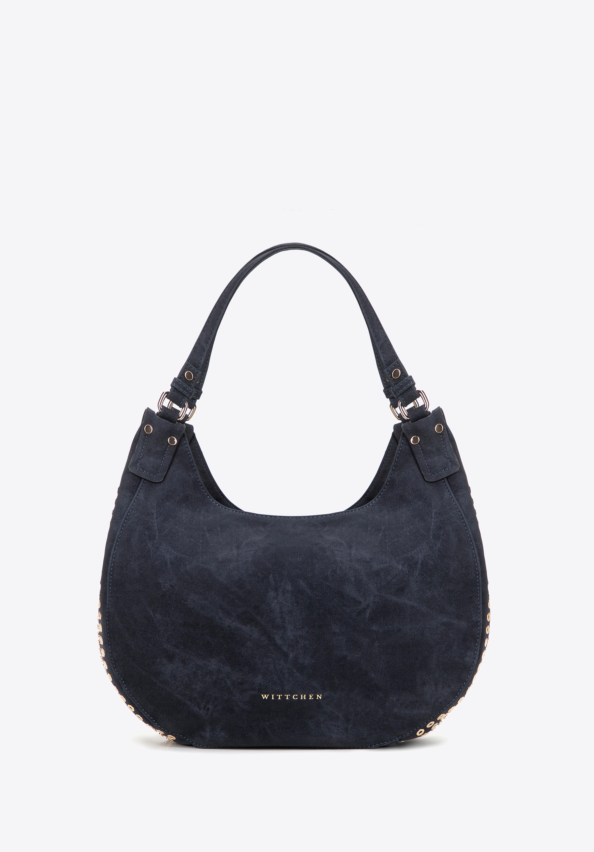 Damska torebka worek w dekoracyjne dżety granatowa