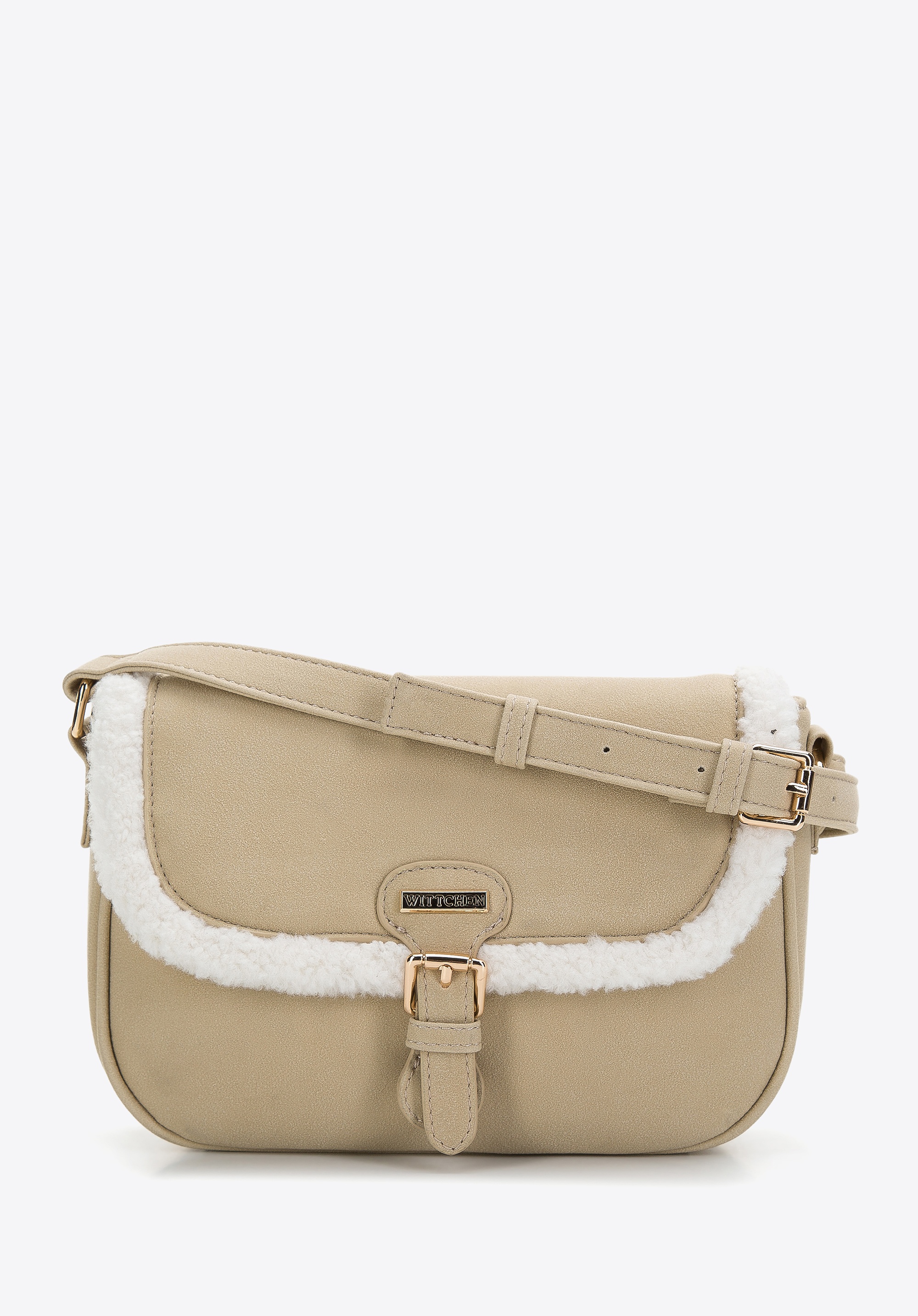 Damska listonoszka ze sztucznym futerkiem szarobeżowa