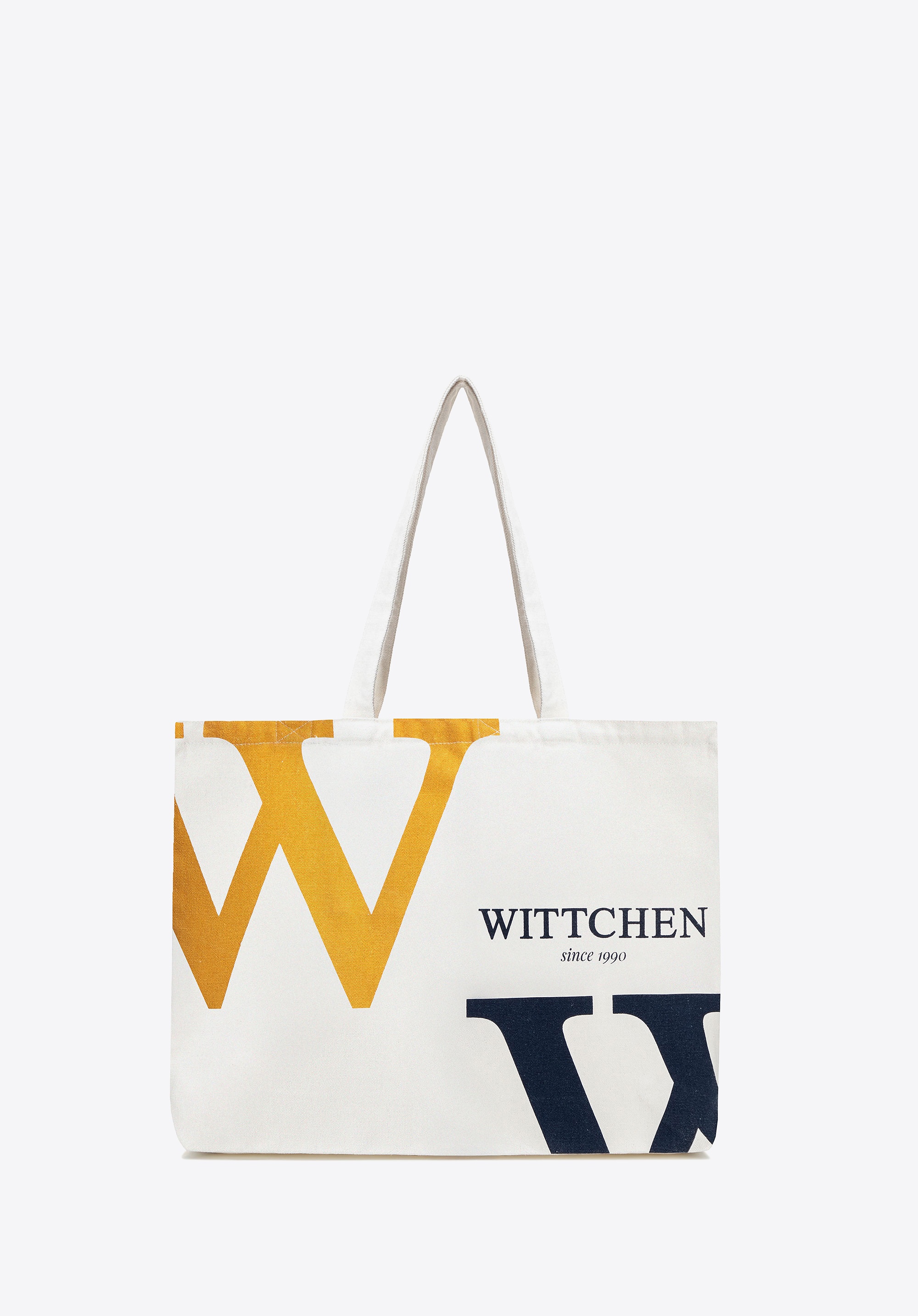 Dodatkowe rabaty - Duża torba płócienna z wyrazistym logo kremowo - granatowa