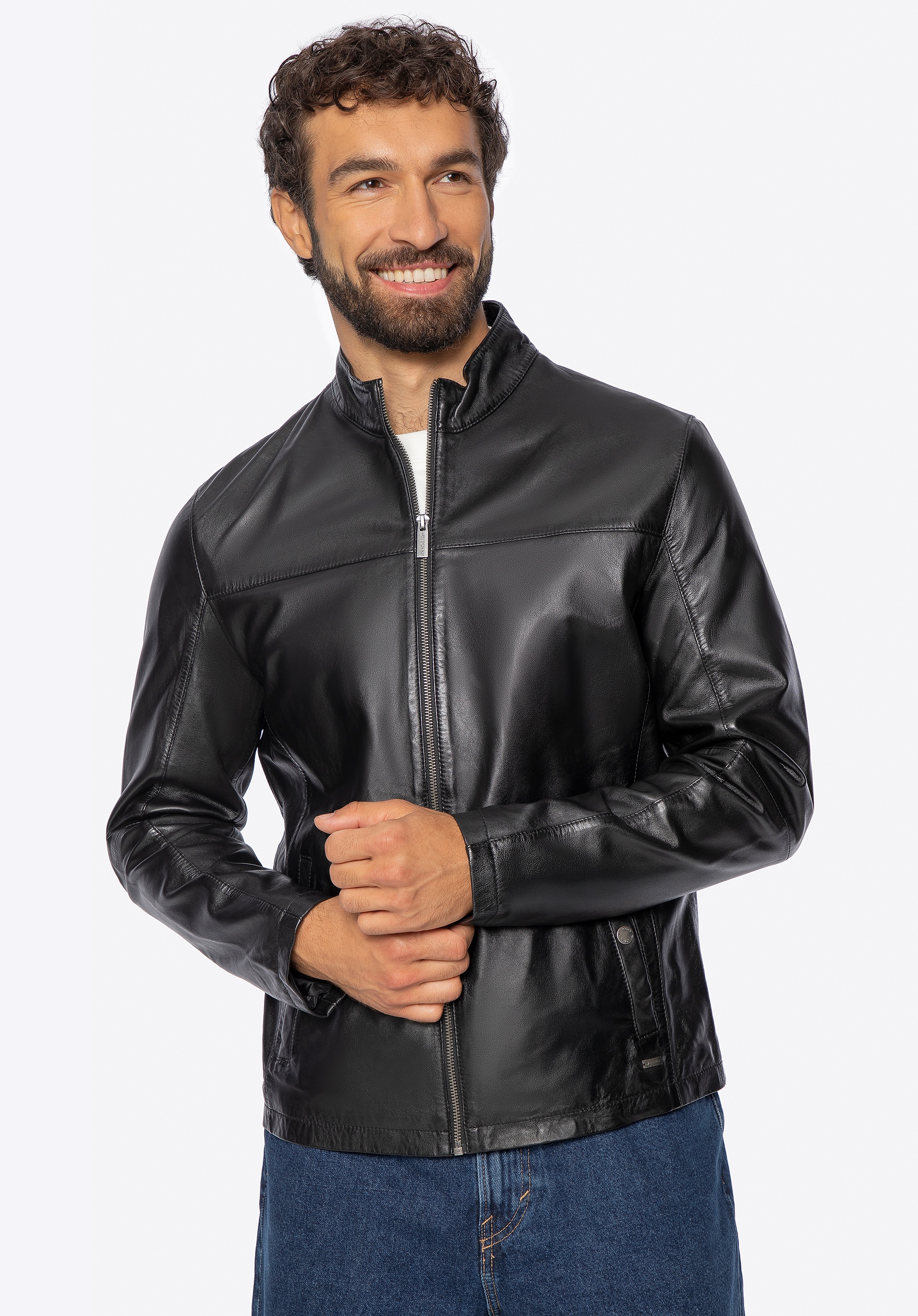 Dodatkowe rabaty - Męska kurtka z naturalnej skóry owczej czarna