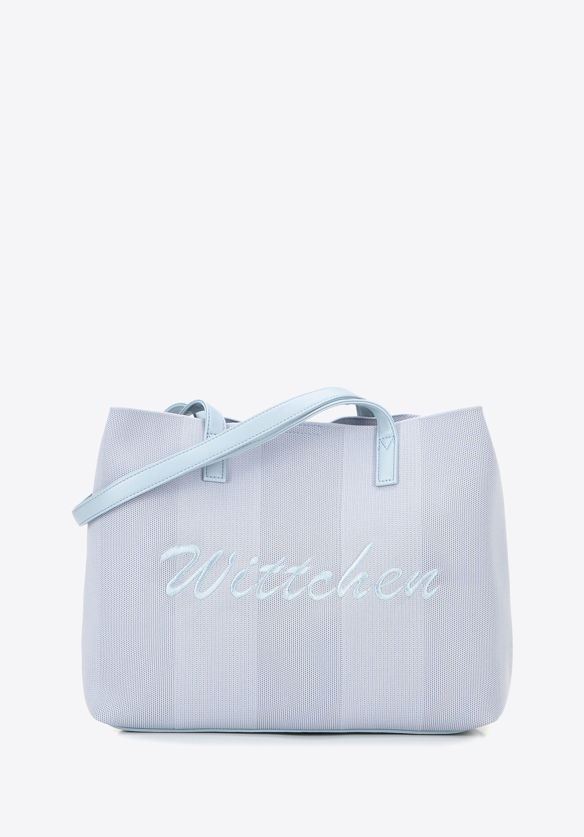 Torebka shopperka z elementami ekoskóry niebieska