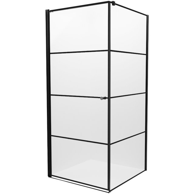 NEW TRENDY Kabina prysz. SUPERIA BLACK LEWA kwadr 90x90x195 szkło czy