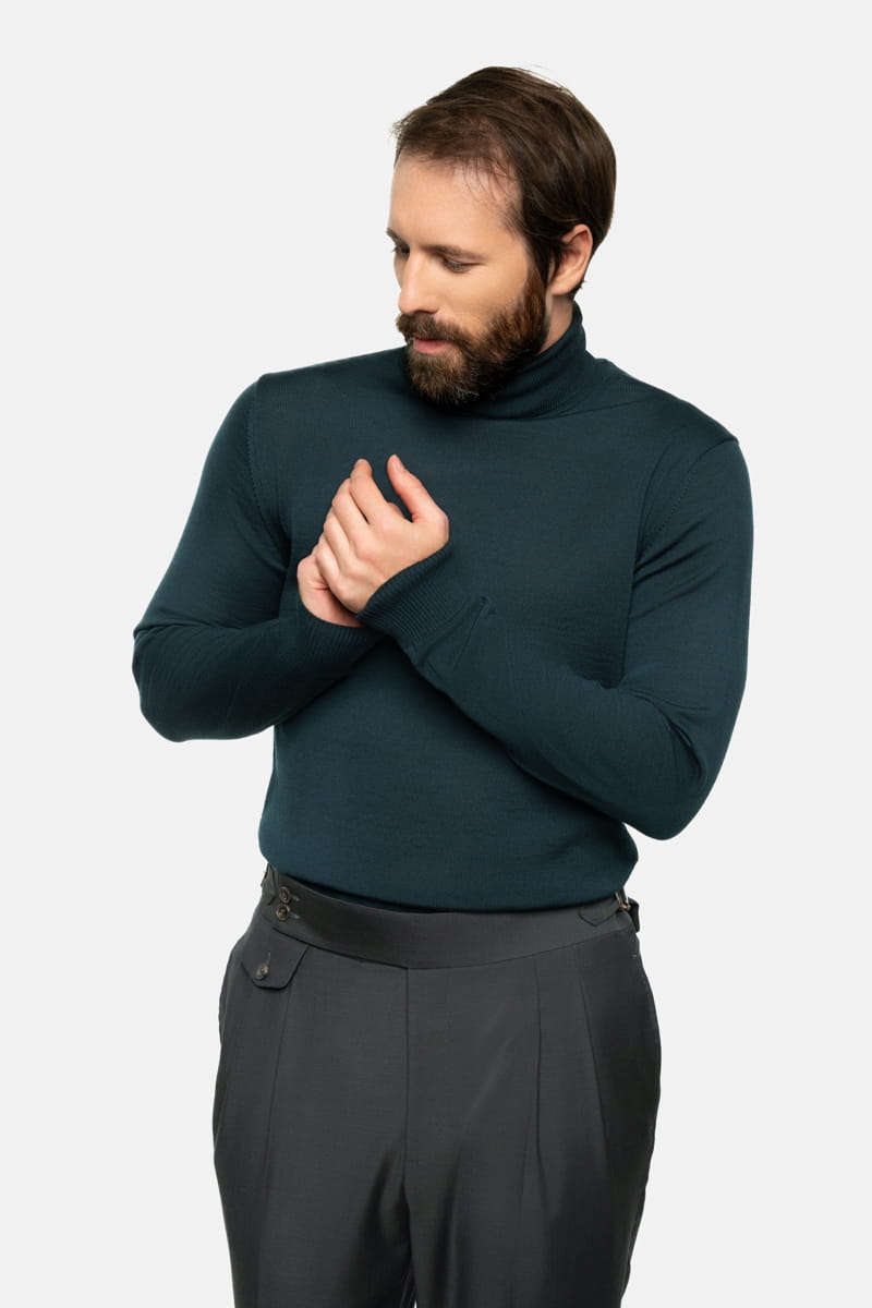 Zielony golf z wełny merino