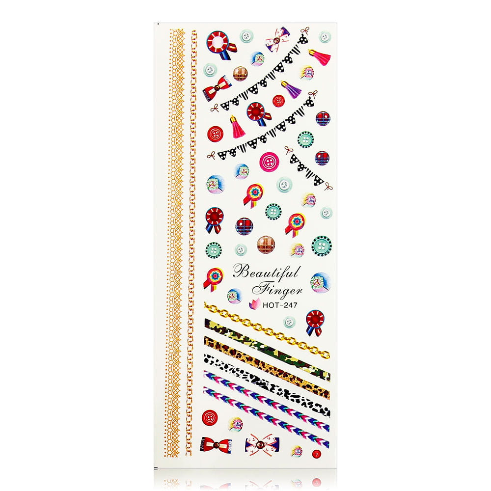Naklejki wodne do paznokci arkusz 12,5 x 5,5 cm hot Nr 247
