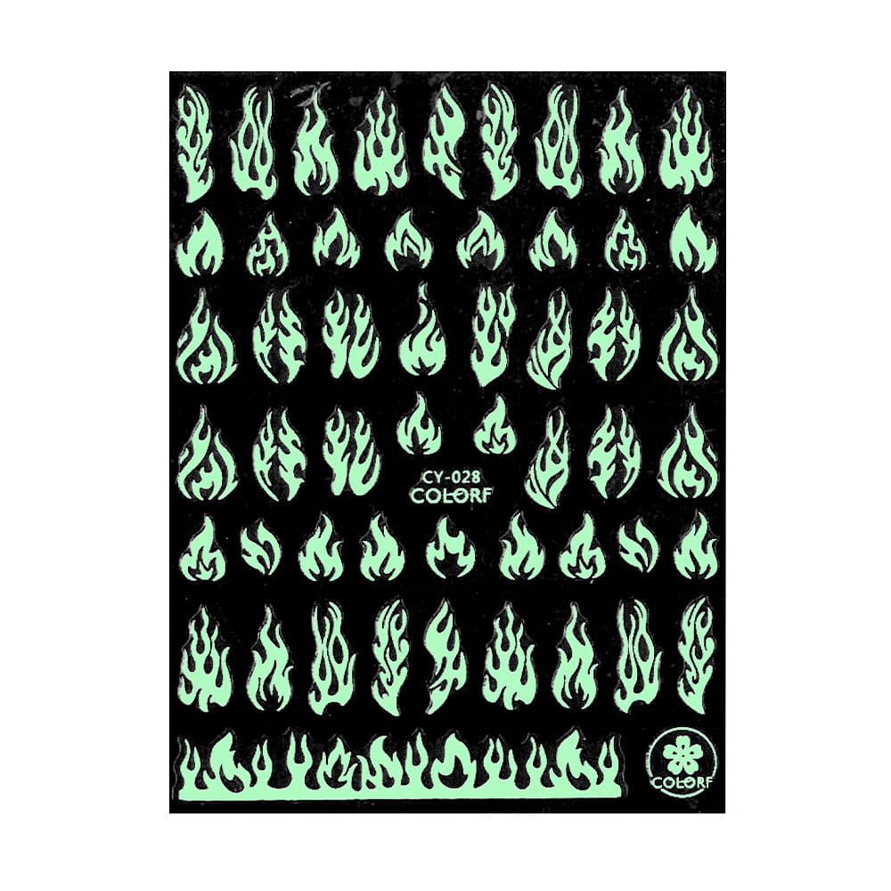 Naklejki do paznokci cienkie samoprzylepne świecące w UV Colorf CY-028