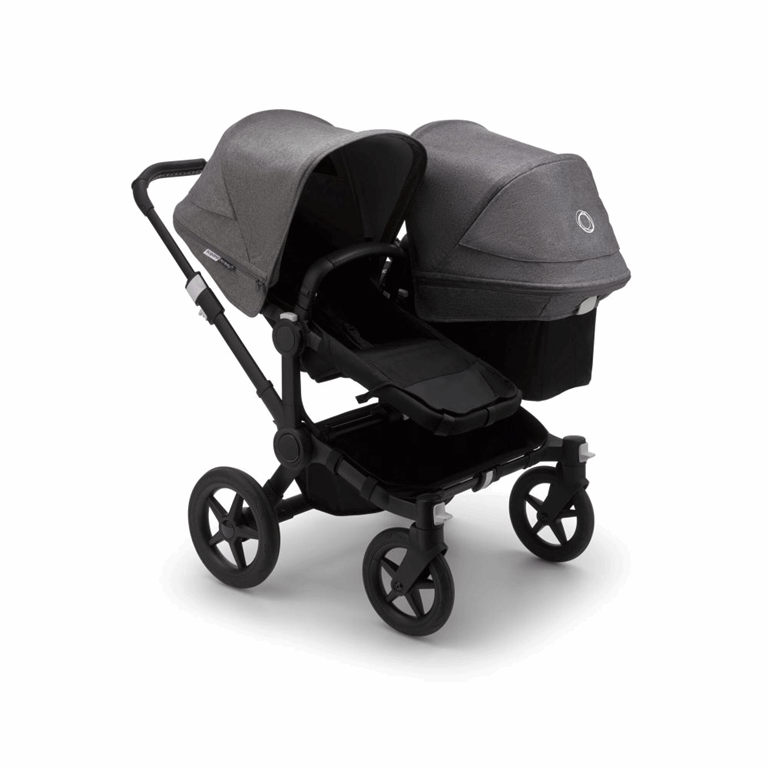 Bugaboo, Donkey3 Duo - wózek głęboko-spacerowy dla dwójki dzieci w różnym wieku -Black-Black-Grey Melange
