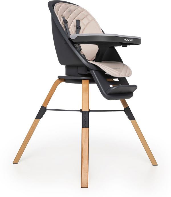 Muuvo Choc 2 - krzesełko do karmienia 3 w 1 z obrotowym siedziskiem-Beige