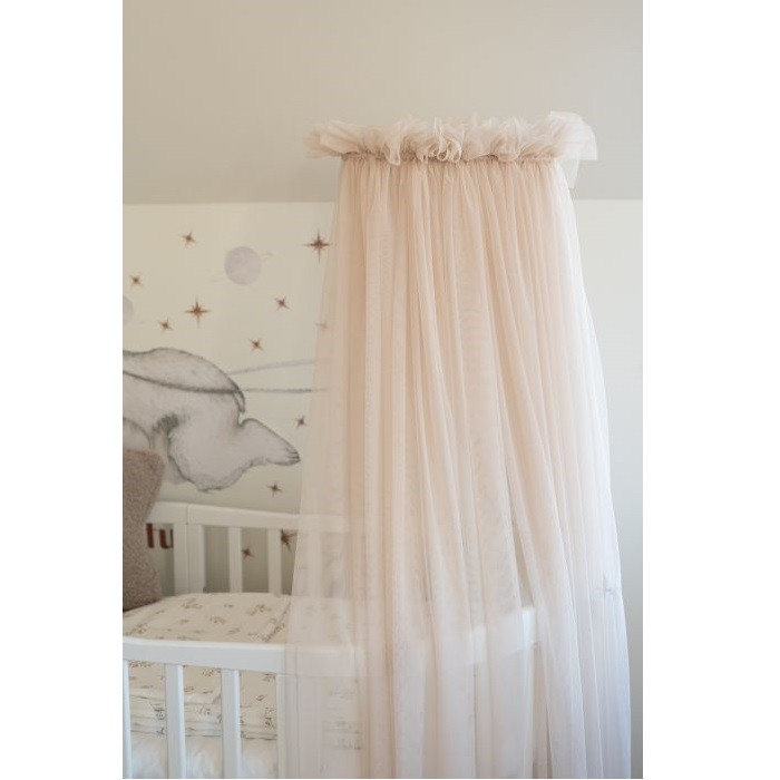 Waldin Tiulowy baldachim do łóżeczka ze stelażem-Beż