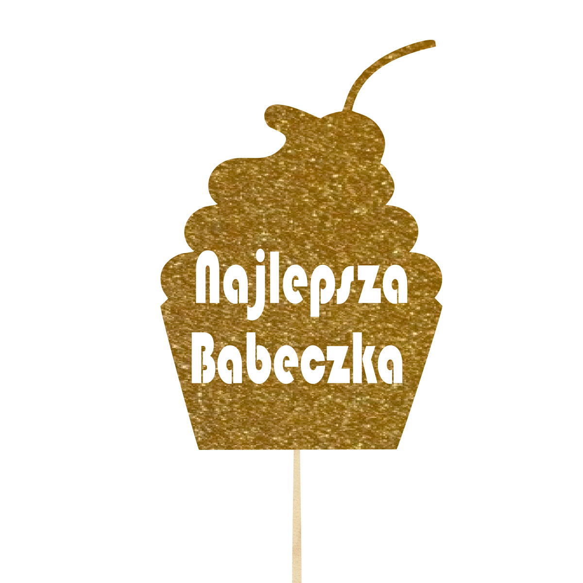 Topper dekoracja na bok tortu pik do prezentu lub bukietu kwiatów dzień kobiet 8 marca drewno złoty