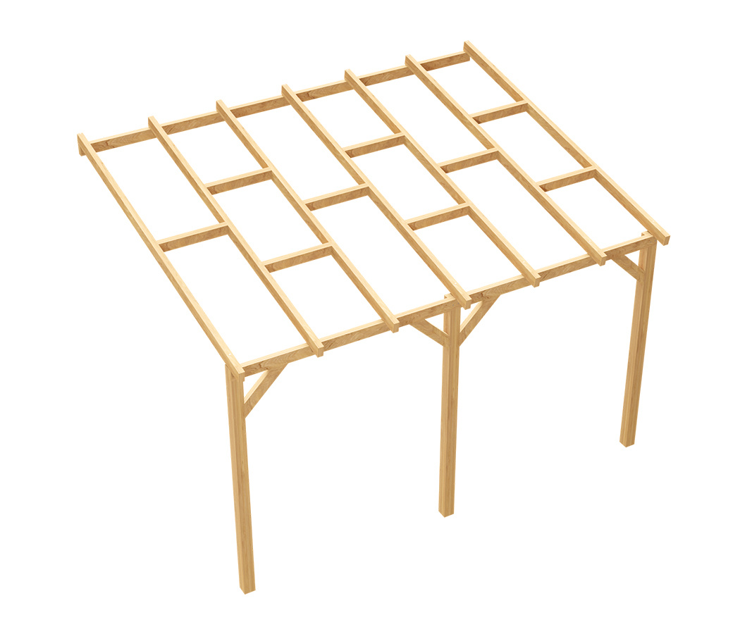 Wiata przyścienna garażowa drewniana 300 x 370 cm