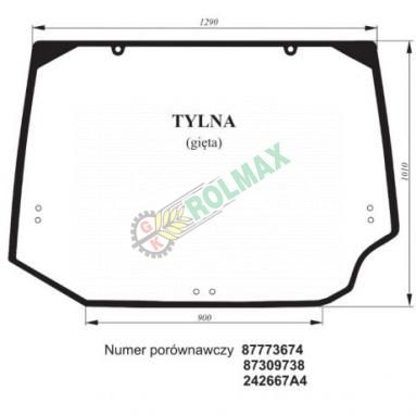 Szyba tylna CASE MX Magnum New Holland TG 87309738, 87773674,87773674, 87309738