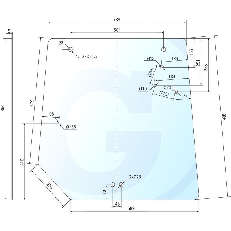 Szyba tylna z prostą podstawą Massey Ferguson 5425 6445 7499 4272760M1