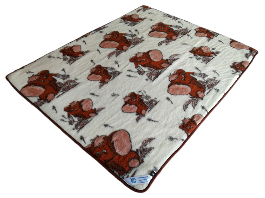 koc merynos australijski, wzór słonie 180x200 (+-5cm)