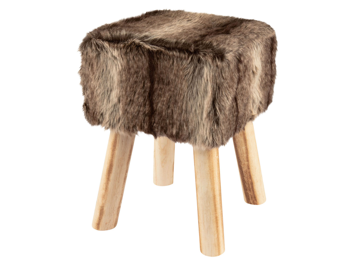 Livarno home Taboret z futrzanym obiciem Prostokątny, nóżki brązowy