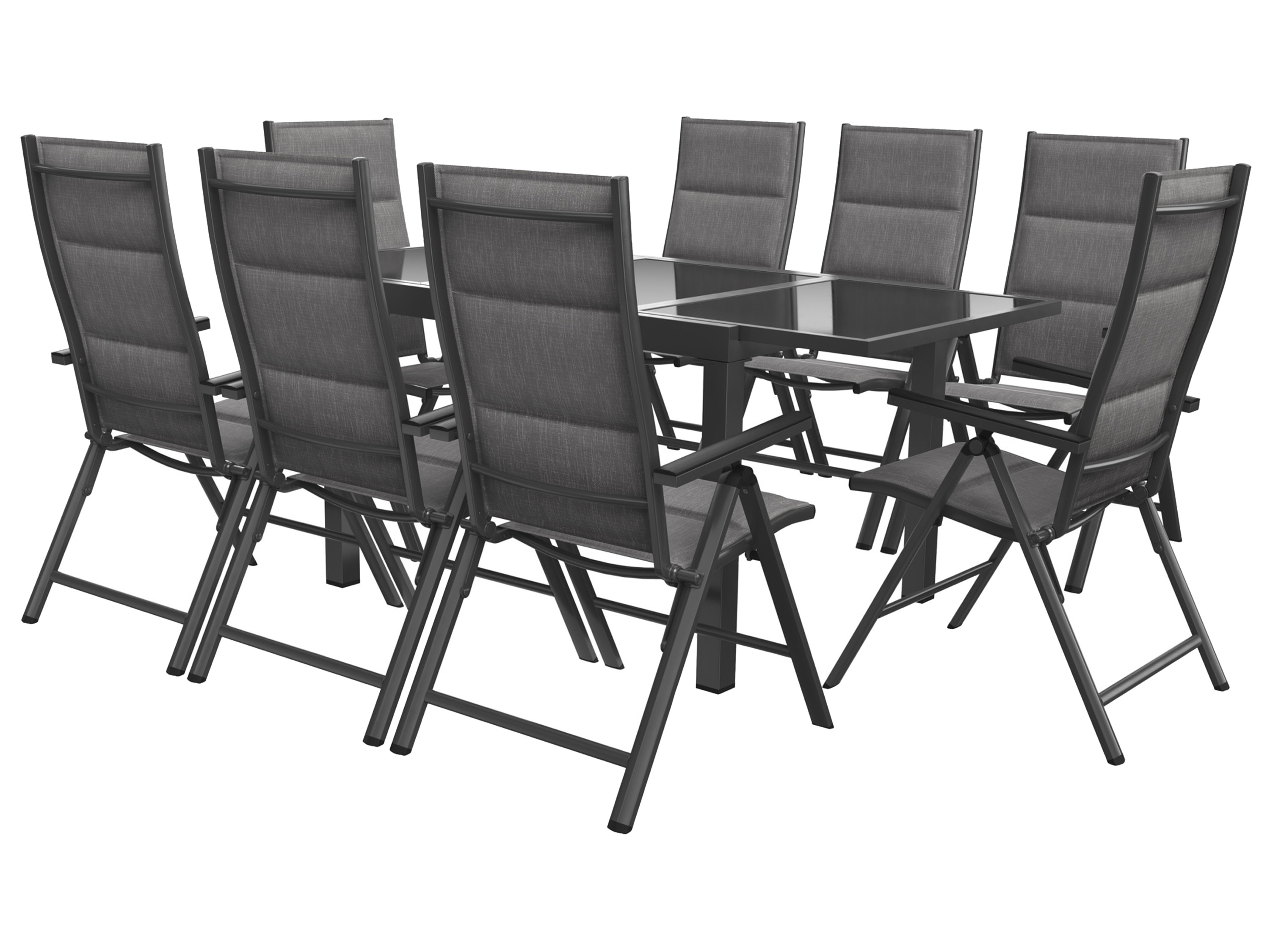 Livarno home Zestaw aluminiowych mebli ogrodowych Toronto, stół rozkładany i 8 foteli