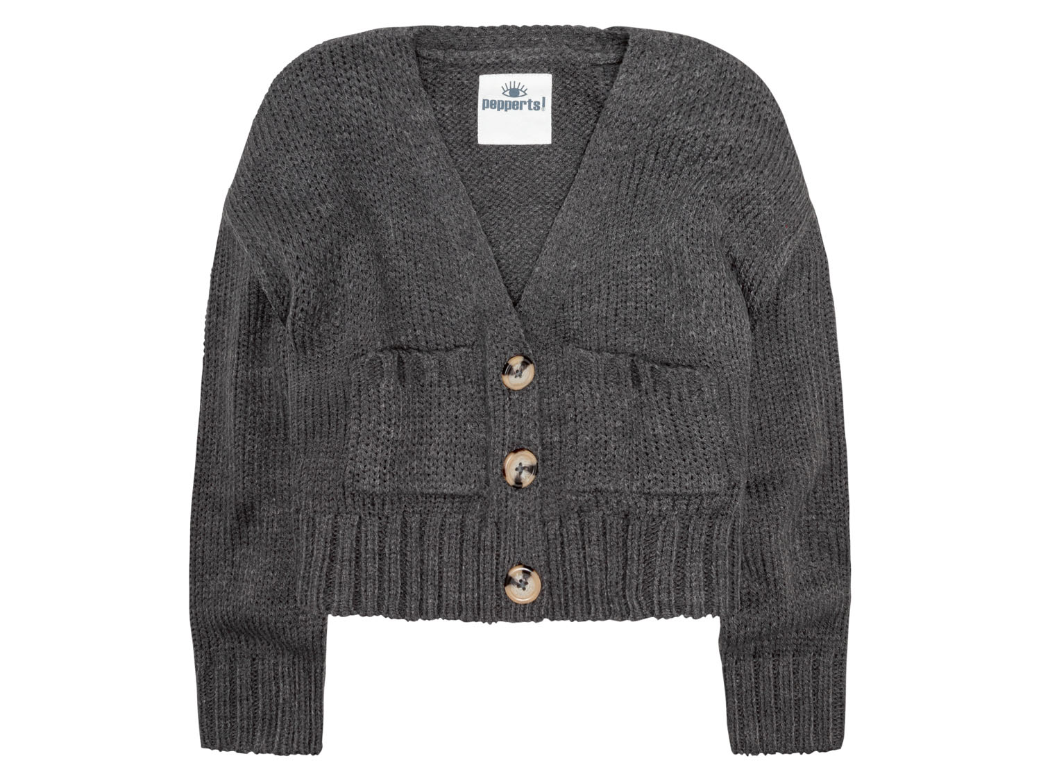 pepperts! Sweter dziewczęcy zapinany 146/152, Ciemnoszary