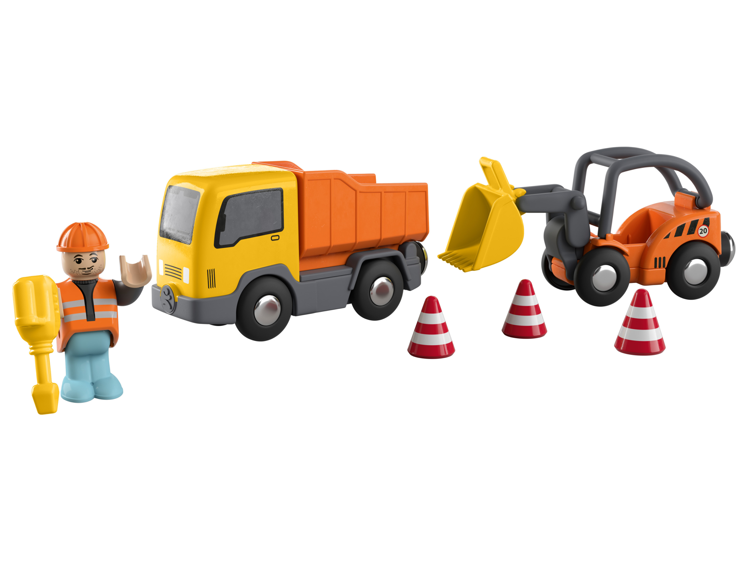 Playtive Zestaw pojazdów ze złączem magnetycznym, z figurką Plac budowy