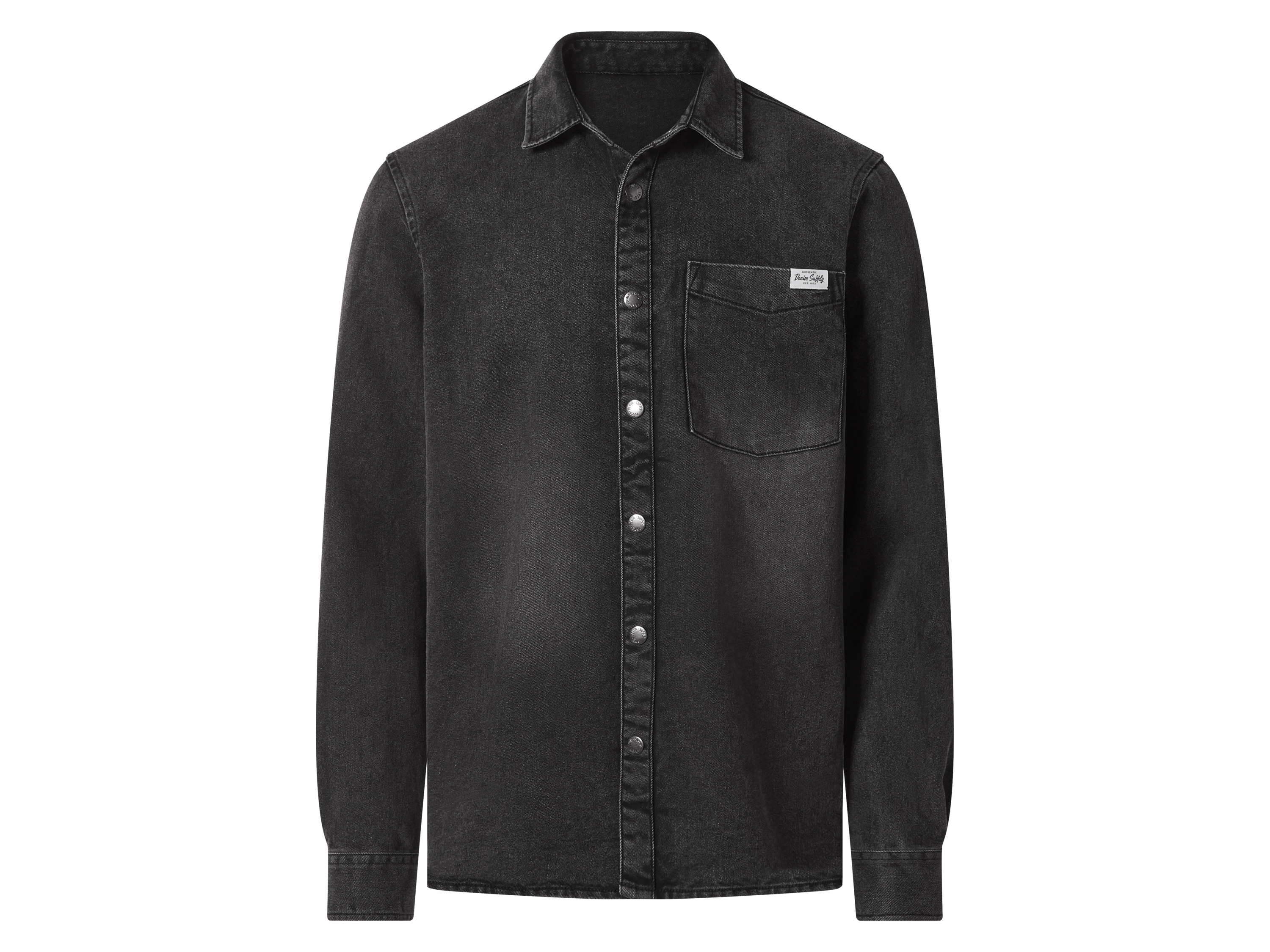 esmara Men Koszula jeansowa męska z bawełną Czarny, M39/40