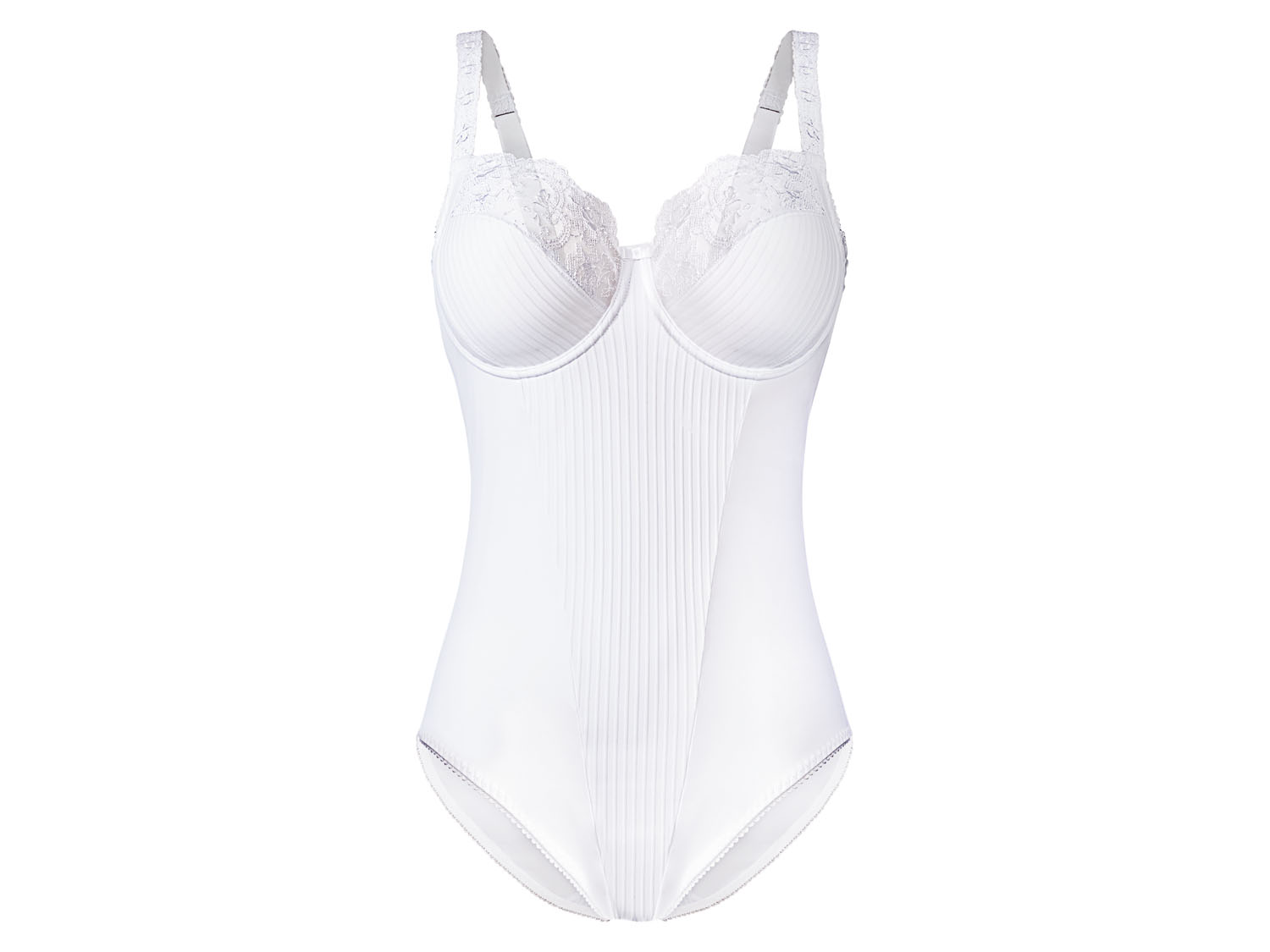 esmara Body modelujące z eleganckim haftem 90C, Biały