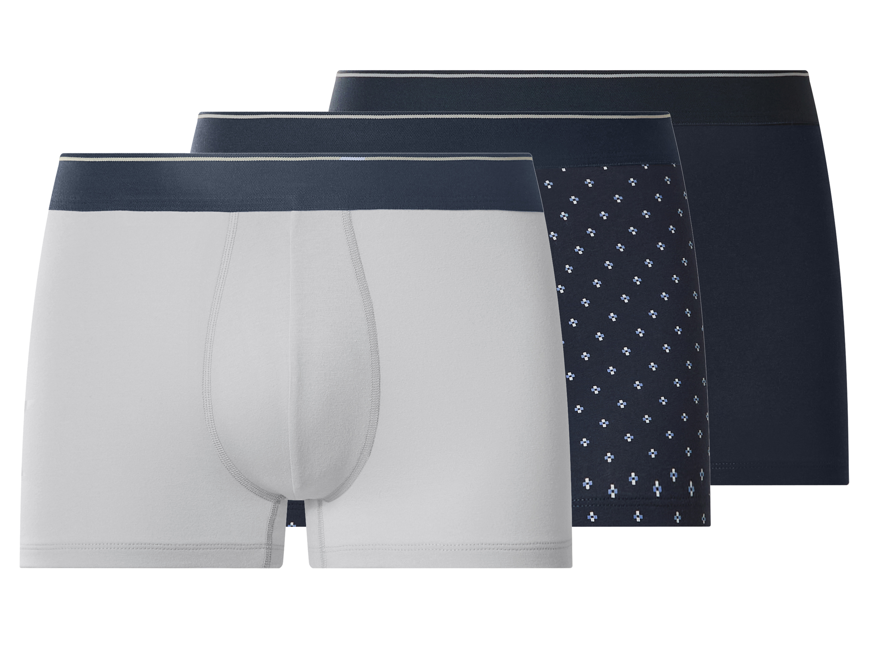 esmara Men Bokserki męskie z bawełny, 3 pary Granatowy/szary, 8/Xxl