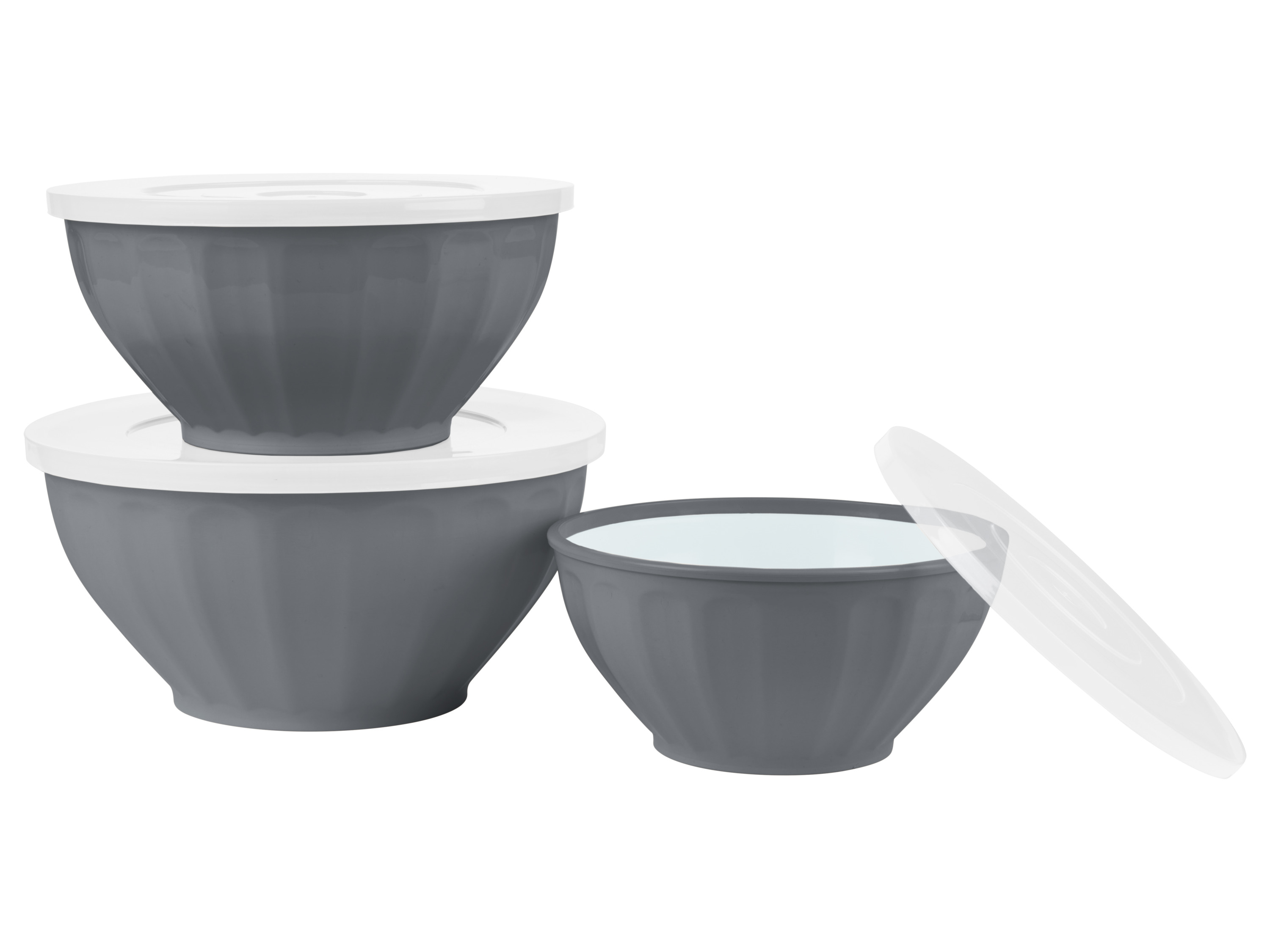 Silvercrest Zestaw 3 misek z pokrywką Szary