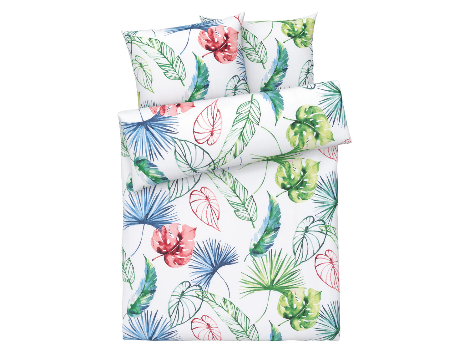 Livarno home Pościel z mikrowłókna satynowego 220 x 200 cm Liście/zielony