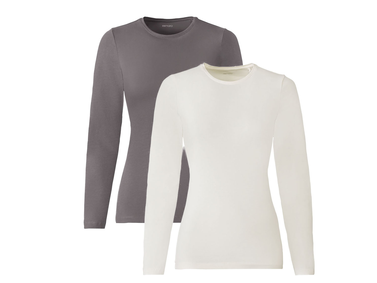 esmara Bluzki damskie z bawełny, 2 sztuki Szary/biały, M40/42