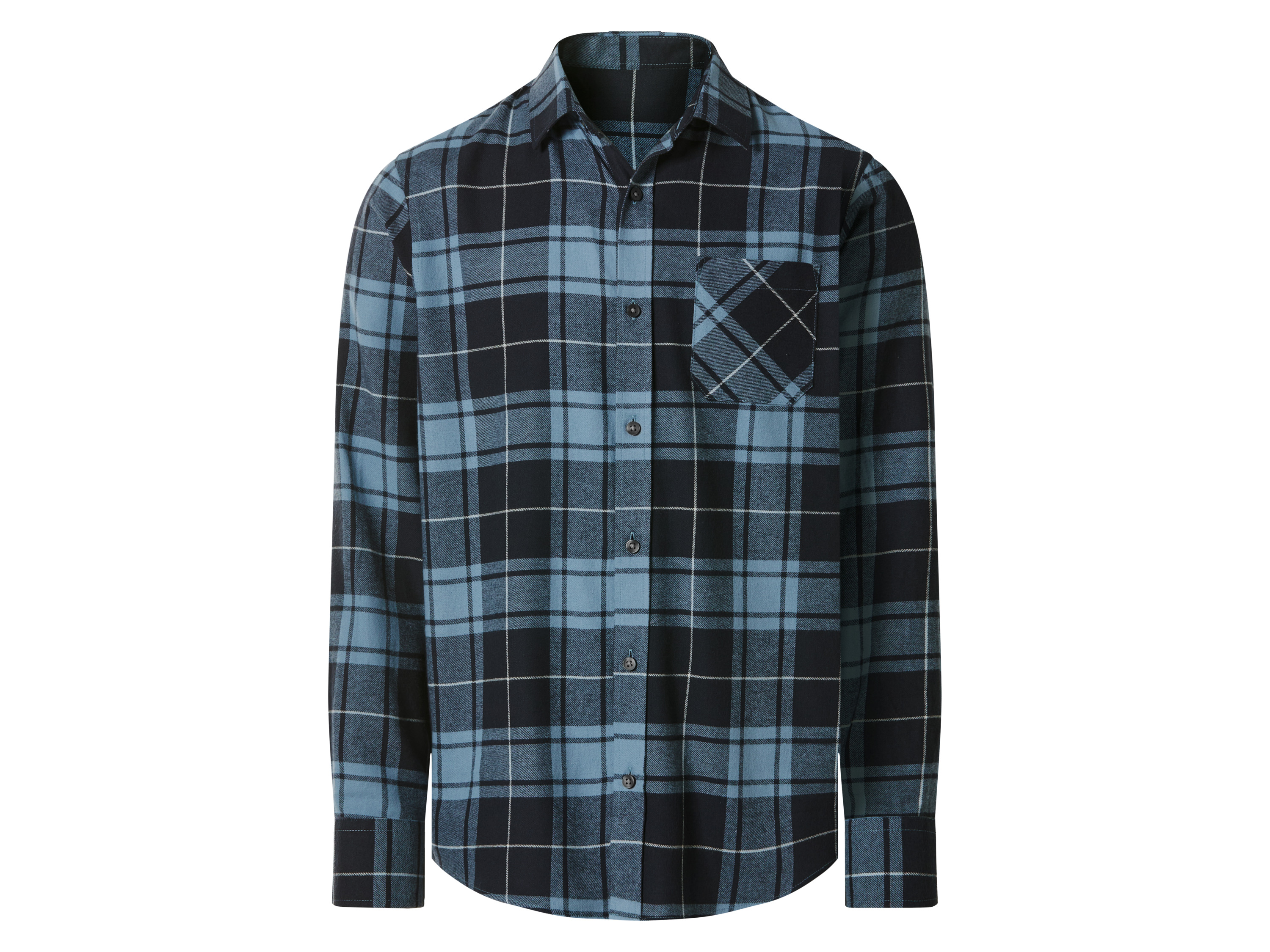 Esmara Men Koszula flanelowa męska z bawełną granatowy w kratkę, L 41/42