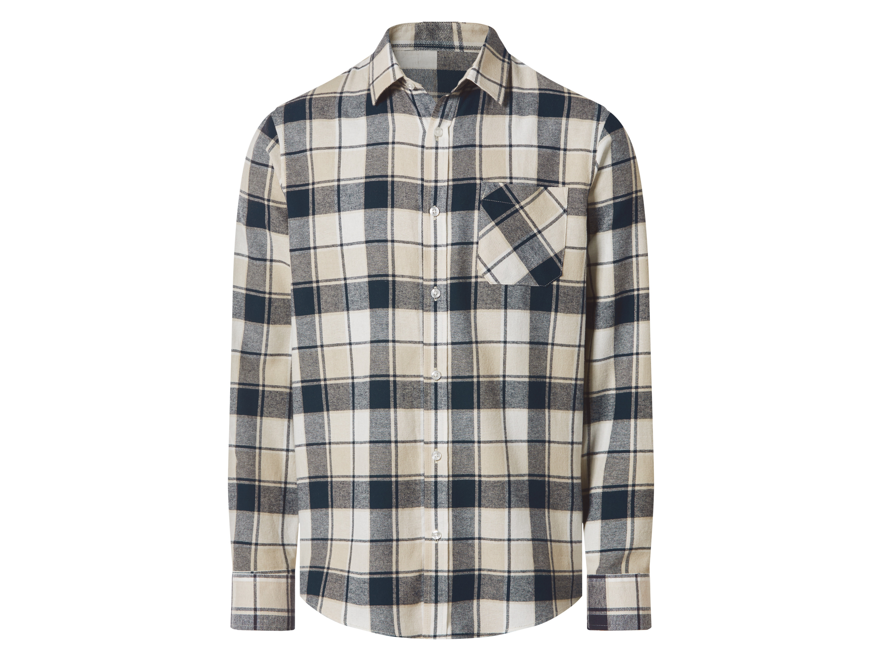 Esmara Men Koszula flanelowa męska z bawełną beżowy w kratkę, XL 43/44