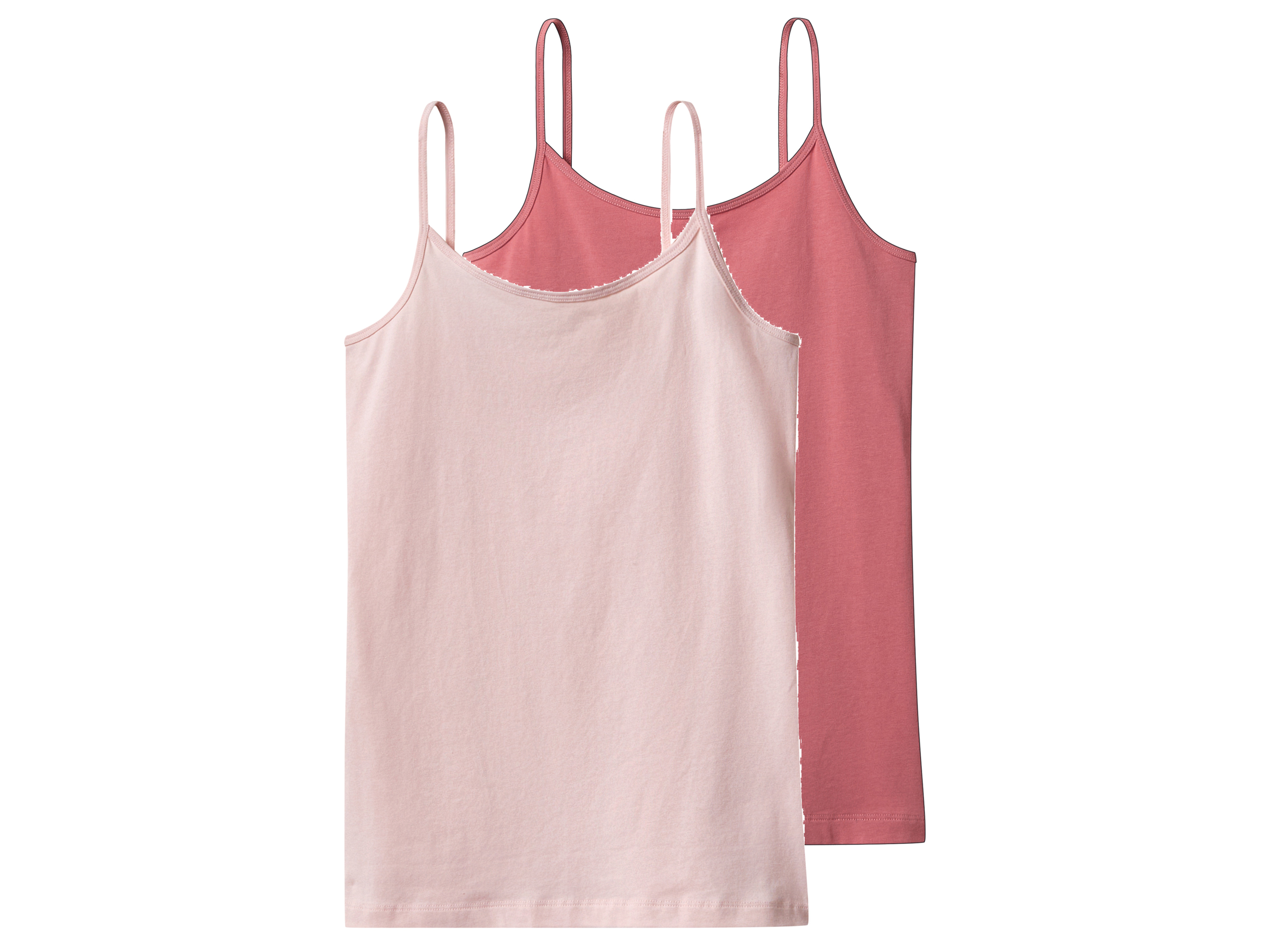 esmara Koszulki dziecięce z bawełny na ramiączkach, 2 sztuki Jasnoróżowy/różowy, 158/164