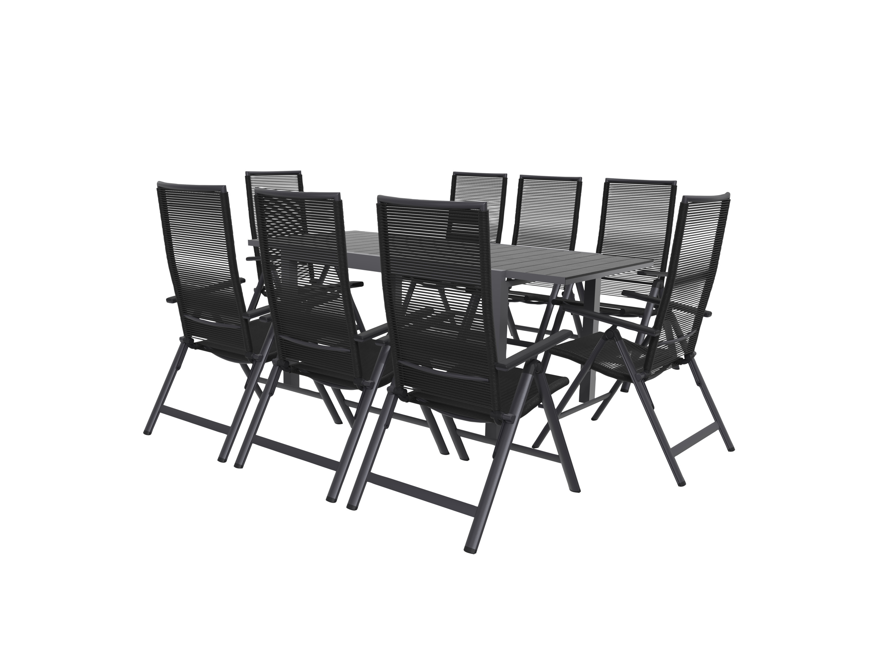 Livarno home Zestaw aluminiowych mebli ogrodowych Miami, stół rozkładany i 8 foteli z plecionki