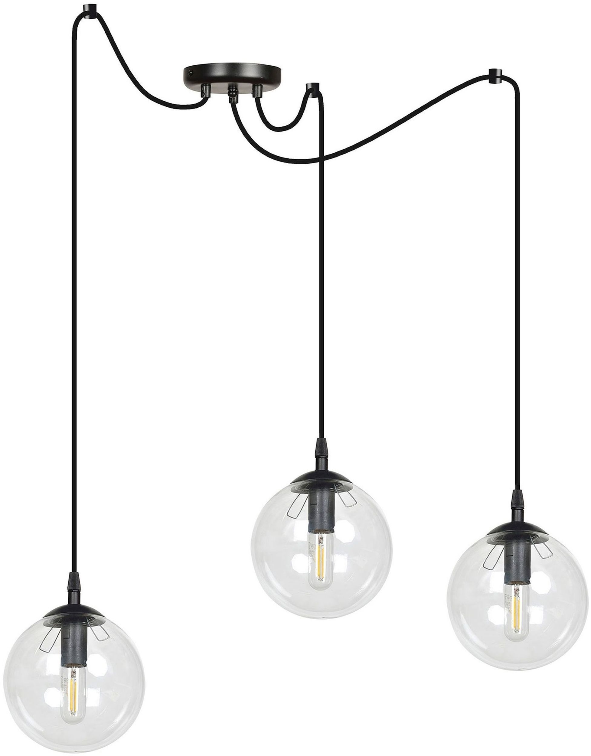 Darmowa Dostawa - Lampa wisząca 3x10 W czarna-przezroczysta Emibig Gigi 9363
