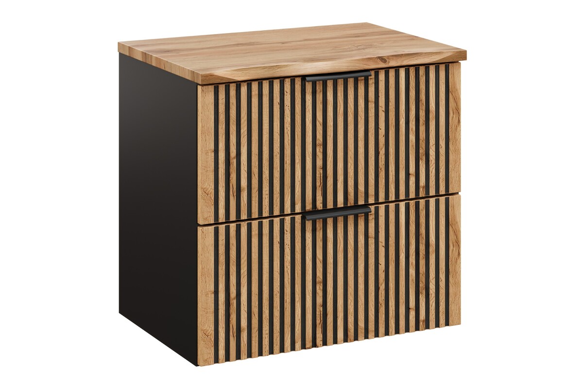 Darmowa Dostawa - Szafka z blatem 60x46x59.2 cm podumywalkowa wisząca czarna-dąb Comad Xilo SETXILBNATWOTAN60CM