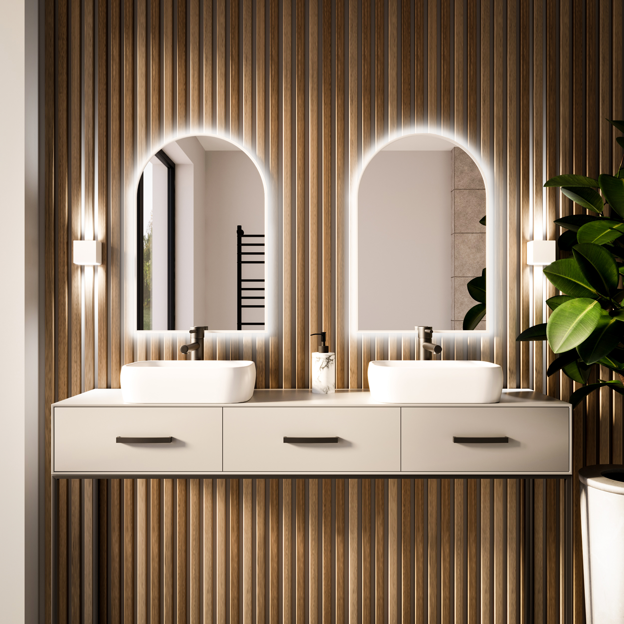 Darmowa Dostawa - Lustro 40x60 cm z oświetleniem biały Baltica Design Tiny Border Pastille Cut 5904107926308