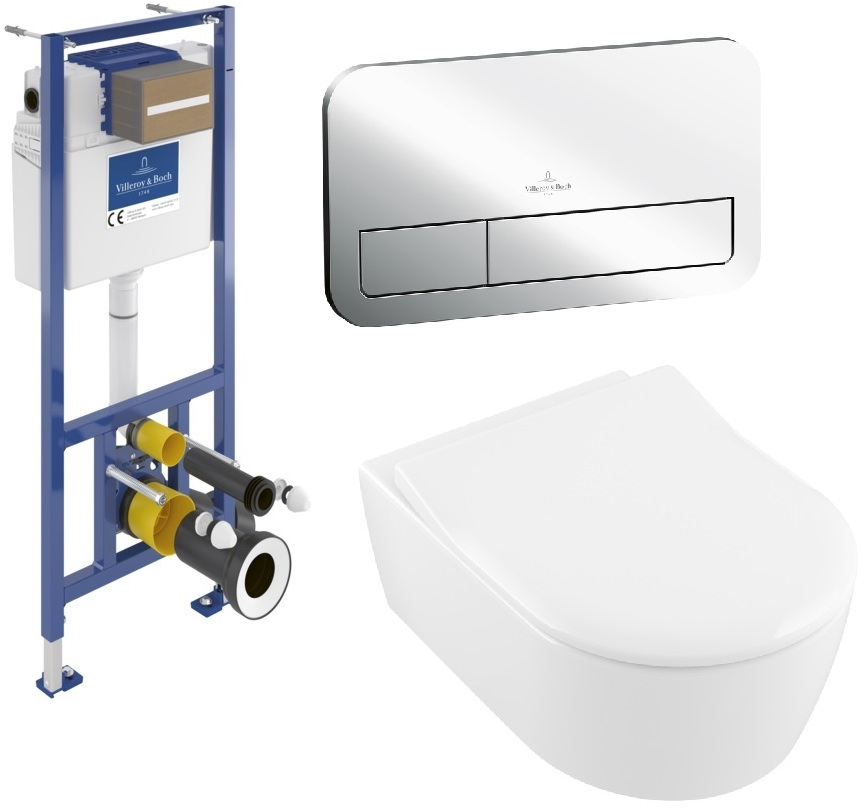 Darmowa Dostawa - Zestaw stelaż z miską, deską i przyciskiem Villeroy & Boch abset11452