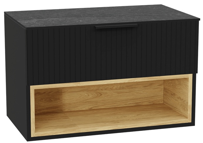 Darmowa Dostawa - Szafka z blatem 81x46.5x51.2 cm podumywalkowa wisząca czarna-grafitowa-dąb Excellent Tuto 2.0 MLEX2171K8003MABKBK