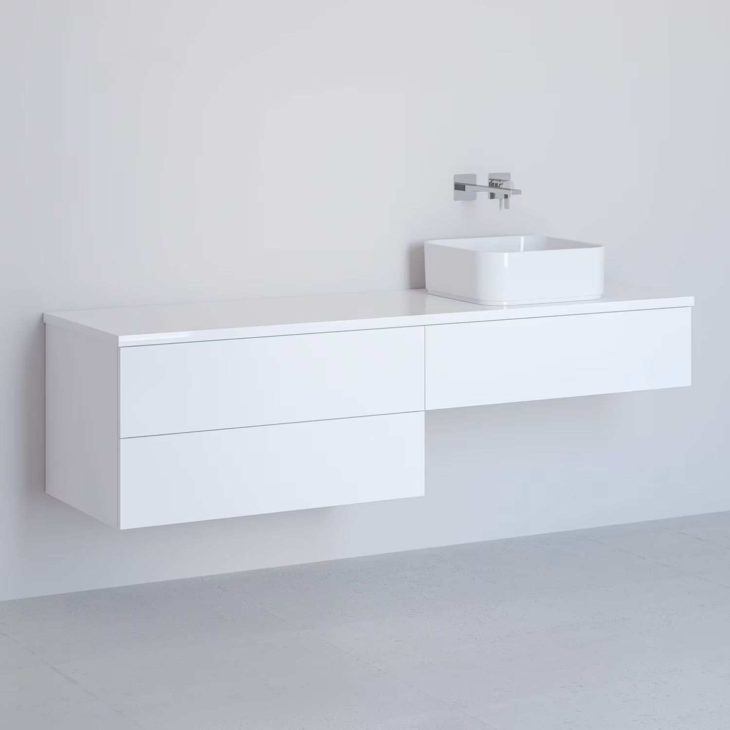 Darmowa Dostawa - Szafka z blatem 161x48.7x44.5 cm podumywalkowa wisząca biała Kronenbach Cube KBWTKOWTL1613WH