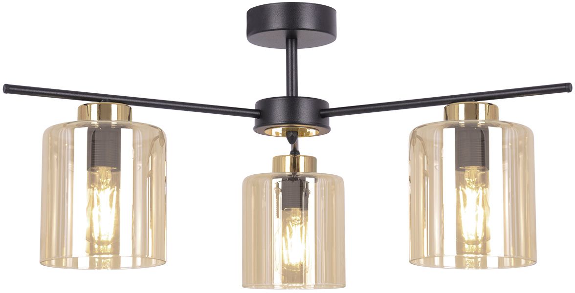 Darmowa Dostawa - Lampa podsufitowa 3x15 W czarna-złota-bursztynowa Kaja Aurelia K5521