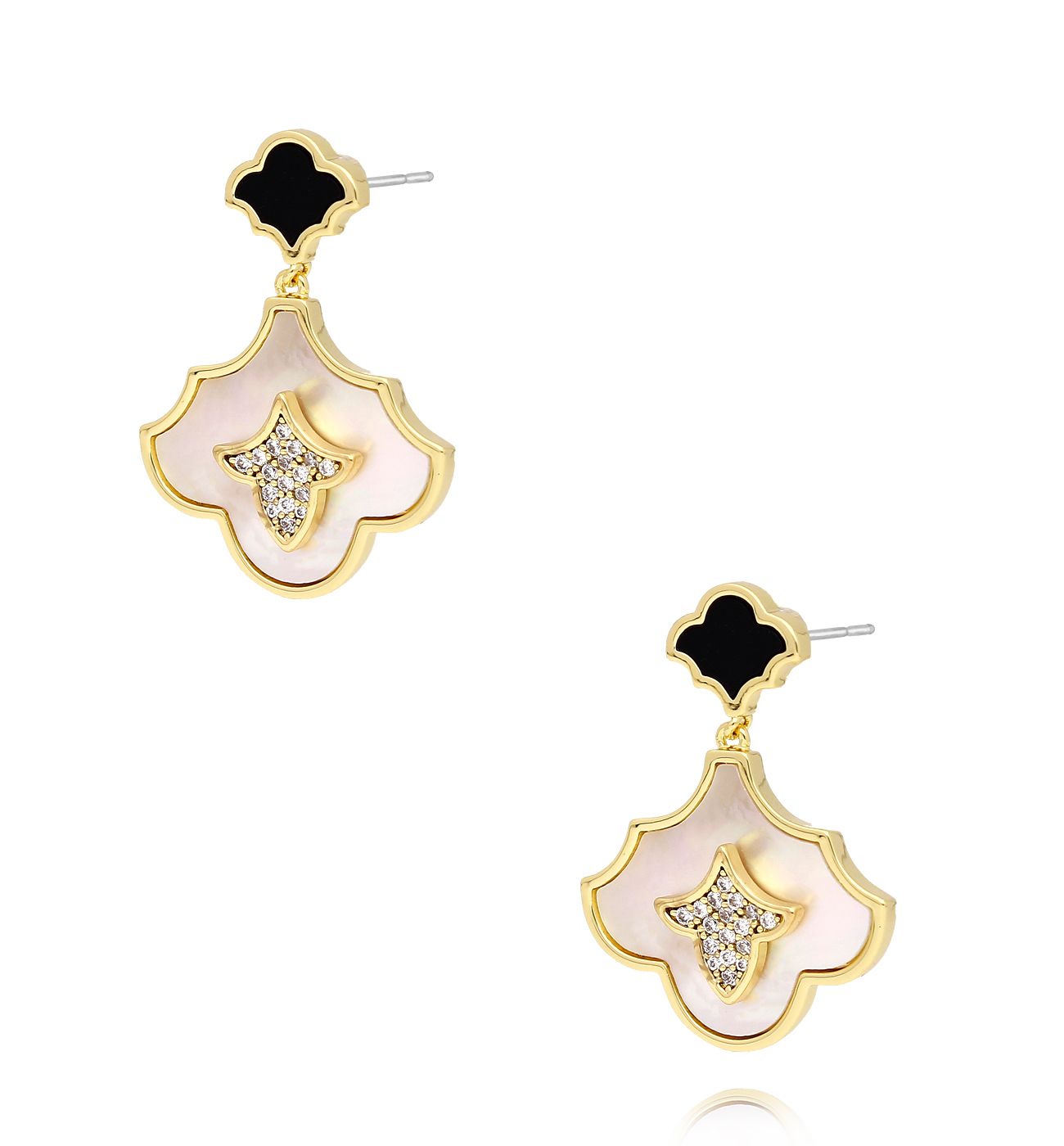 Kolczyki z orientalnym wzorem czarno białe KLU0012