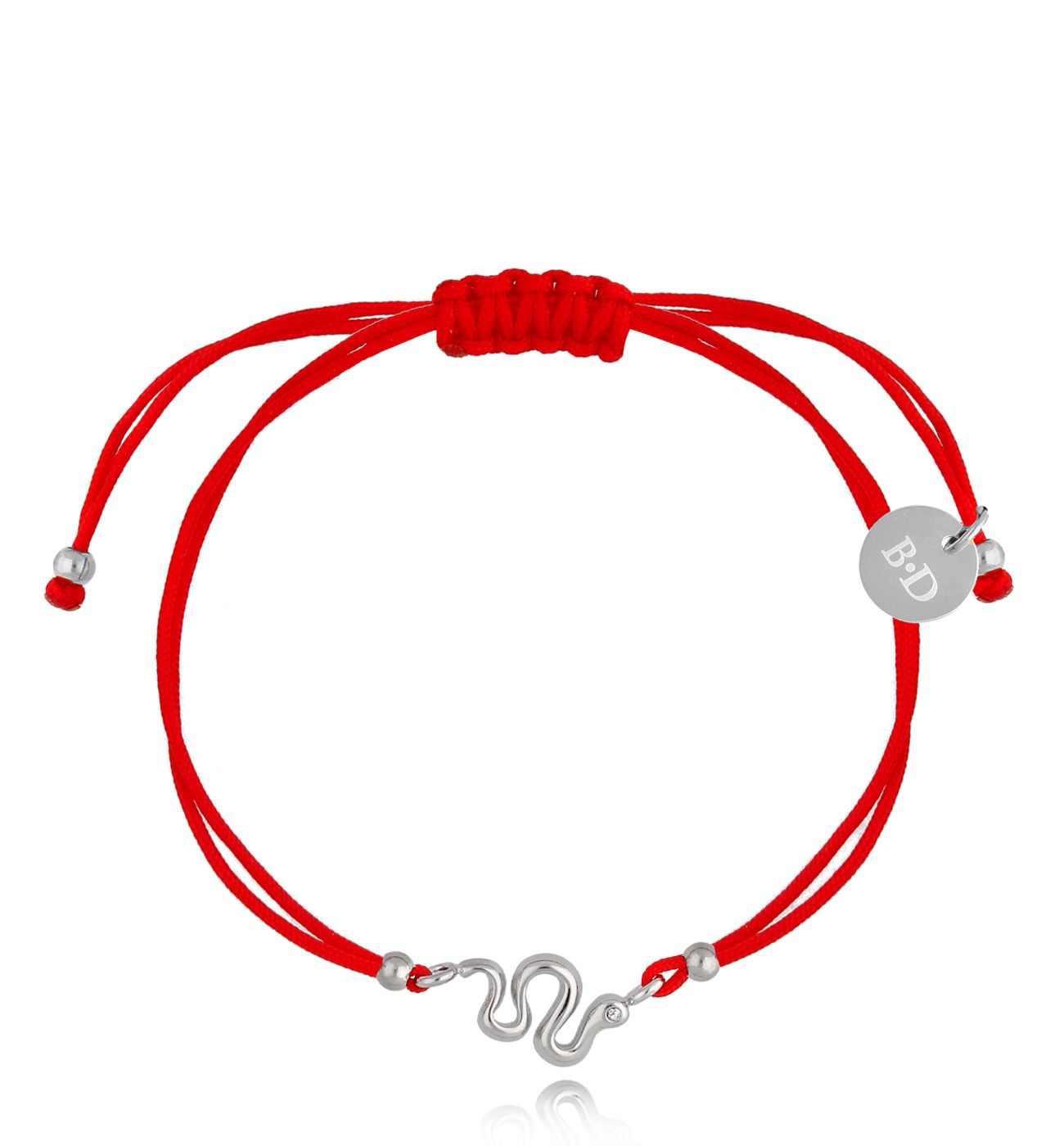 Bransoletka srebrna z czerwonym sznurkiem i wężem Nyx BGL0708