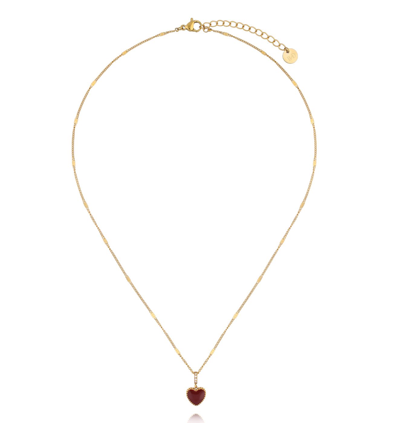 Naszyjnik dwustronny z jasnym i bordowym sercem NSY0836