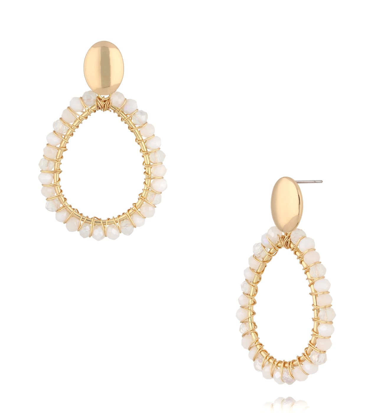 Kolczyki łezki z mlecznymi kryształkami KWE0278