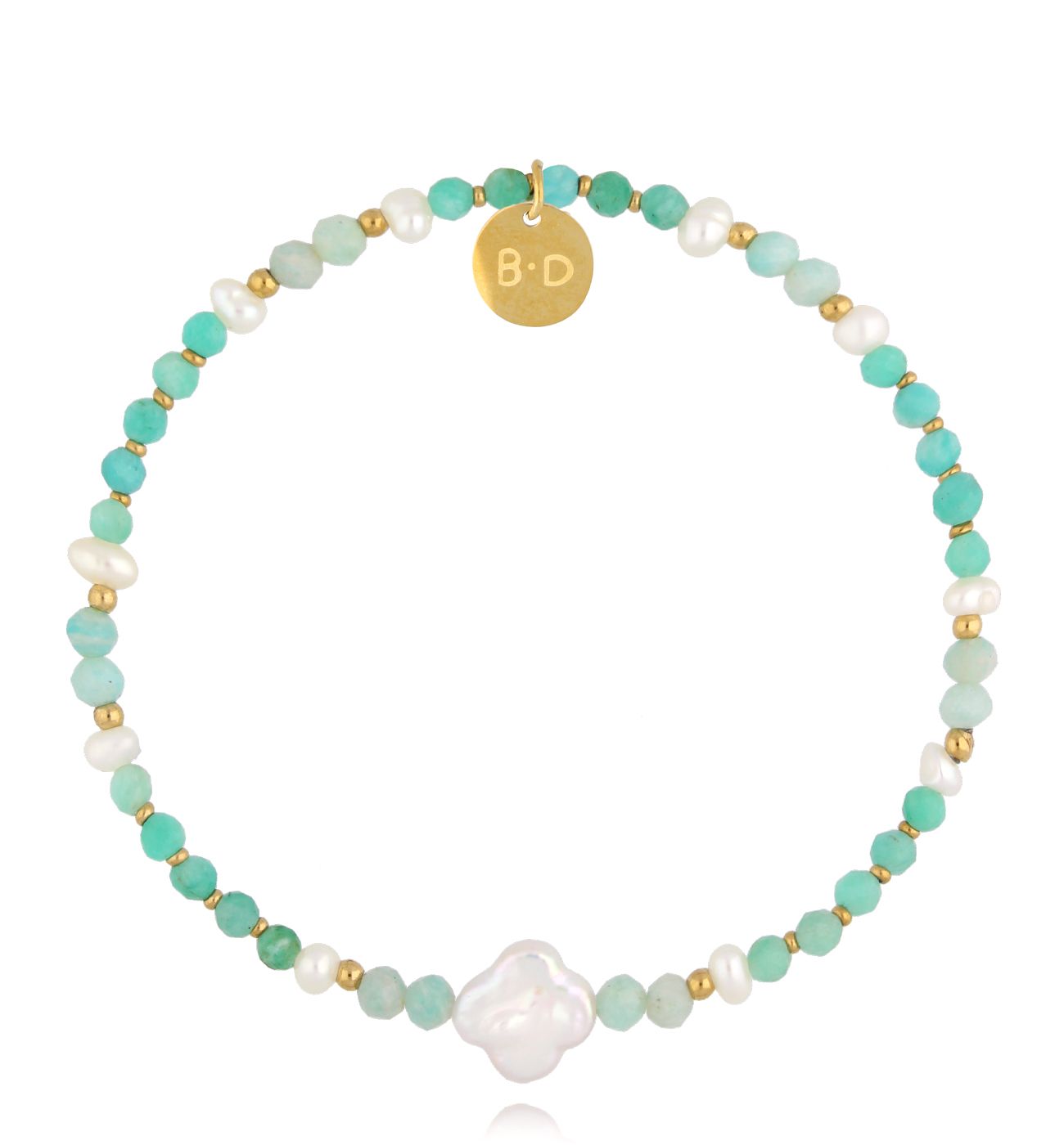 Bransoletka z amazonitami i perłami - By Dziubeka